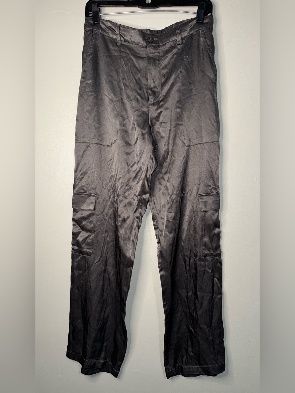 YFB Women's Black Satin Cargo Pants
